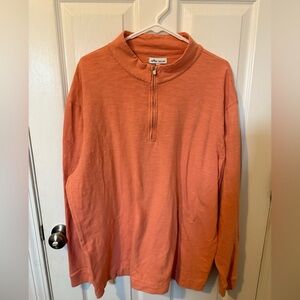 PETER MILLAR Mens1/4 Zip L/slv Pullover Peach 100% Cotton XL Tall